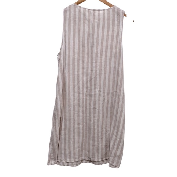 ST Tropez 100% Linen Shift Dress Striped Embroidered Tie Chest Size Small - Picture 2 of 9